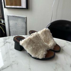 White fur Zara mules